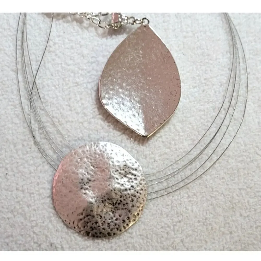 Textured Silvertone Jewelry 4 Pc Lot Chain Infinity Necklaces Pendants Earrings